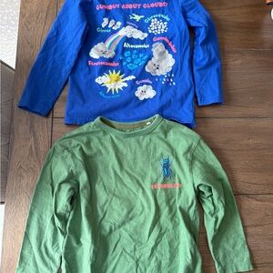 Mini Boden Blue and Green Long Sleeve Tees size 6-7